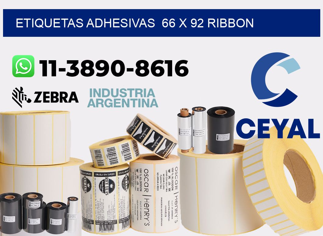 Etiquetas adhesivas  66 x 92 ribbon