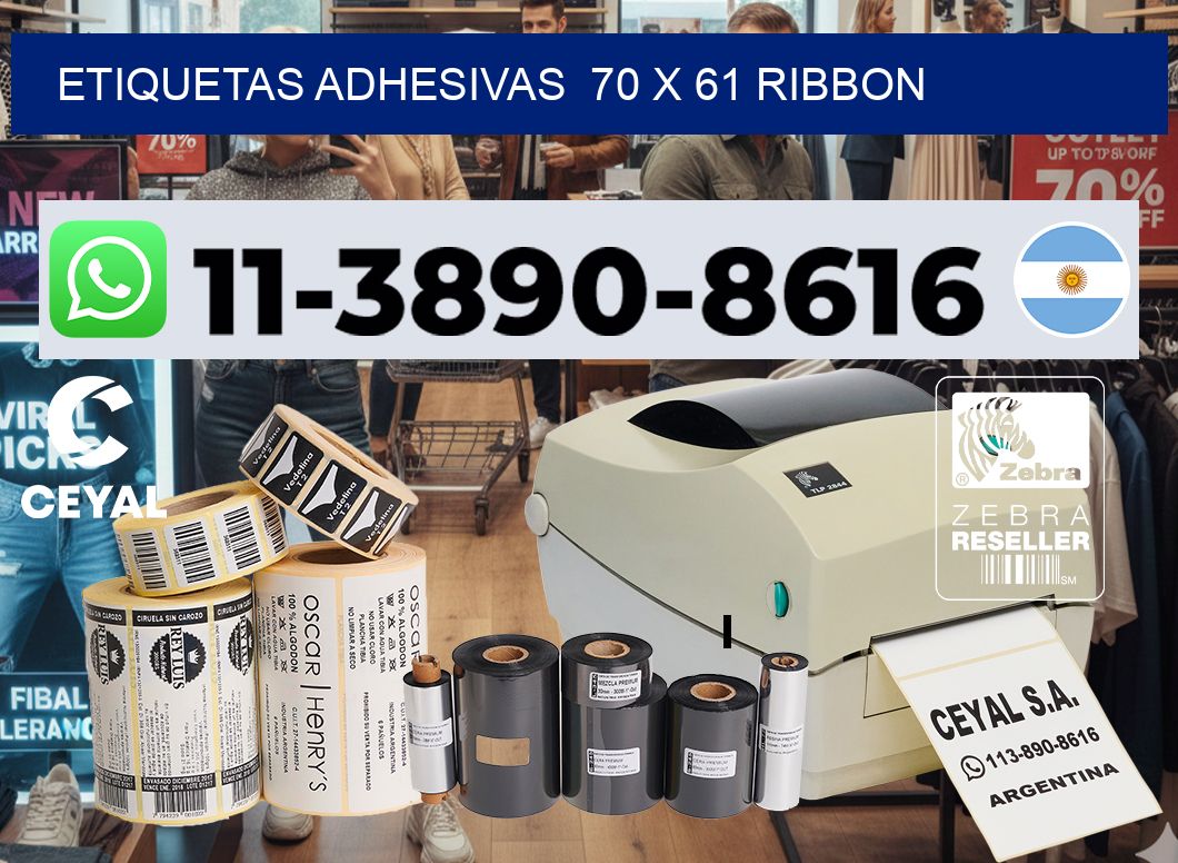 Etiquetas adhesivas  70 x 61 ribbon