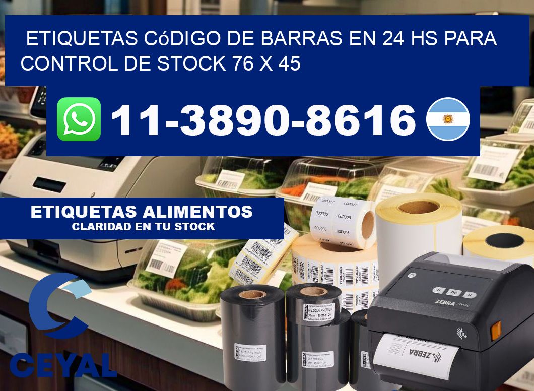 Etiquetas código de barras en 24 hs para control de stock 76 x 45