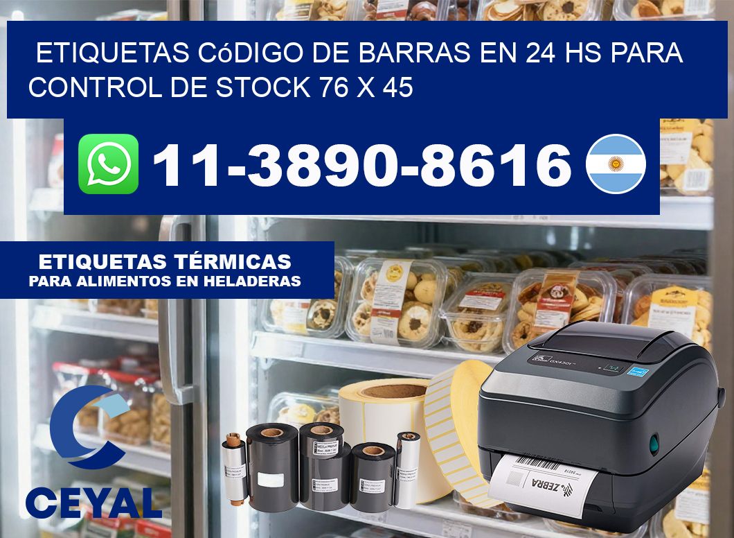 Etiquetas código de barras en 24 hs para control de stock 76 x 45