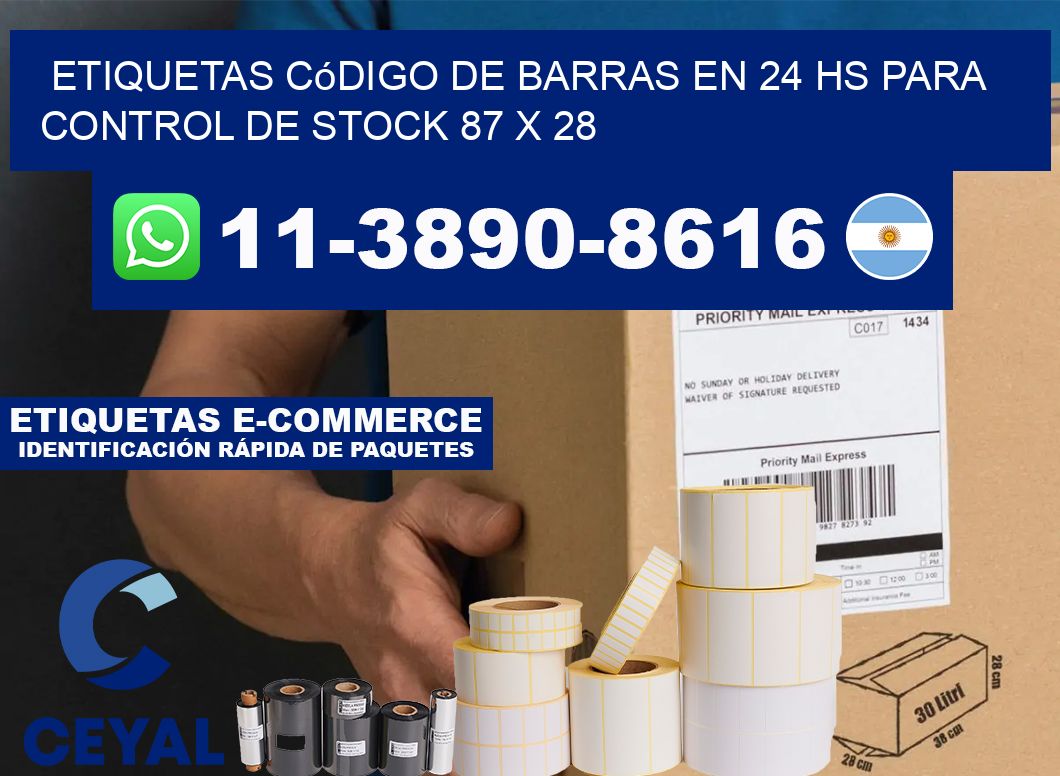 Etiquetas código de barras en 24 hs para control de stock 87 x 28