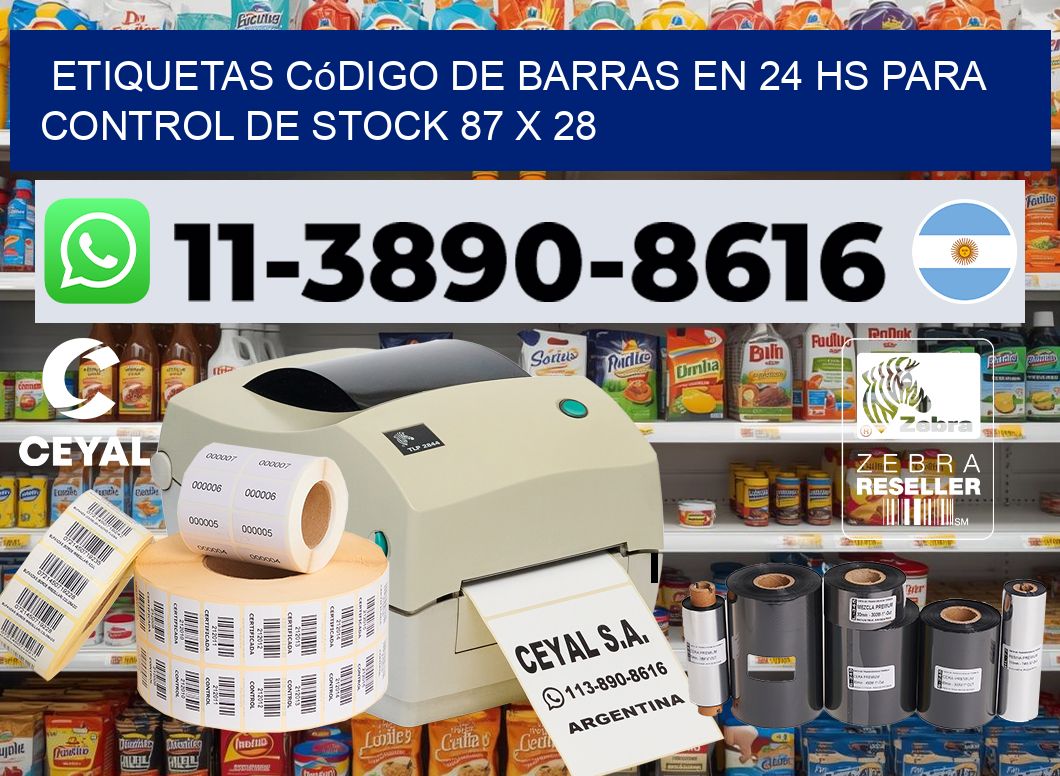 Etiquetas código de barras en 24 hs para control de stock 87 x 28