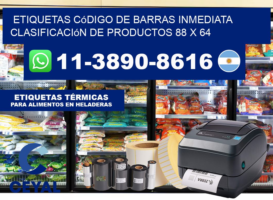 Etiquetas código de barras inmediata clasificación de productos 88 x 64