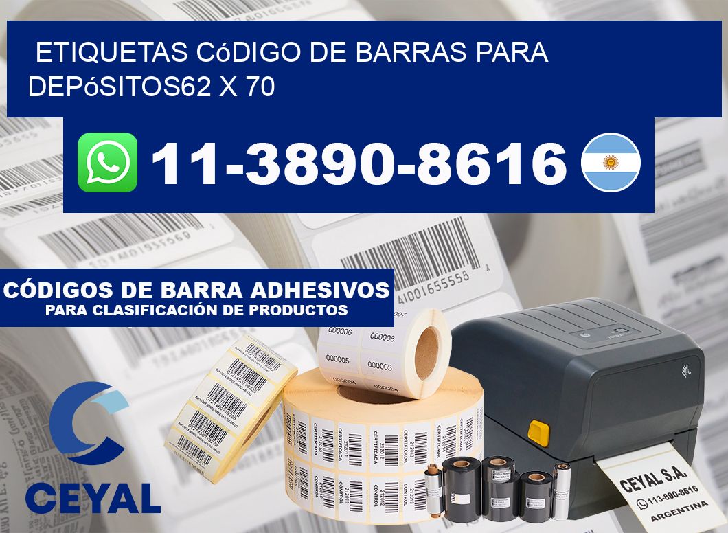 Etiquetas código de barras para depósitos62 x 70
