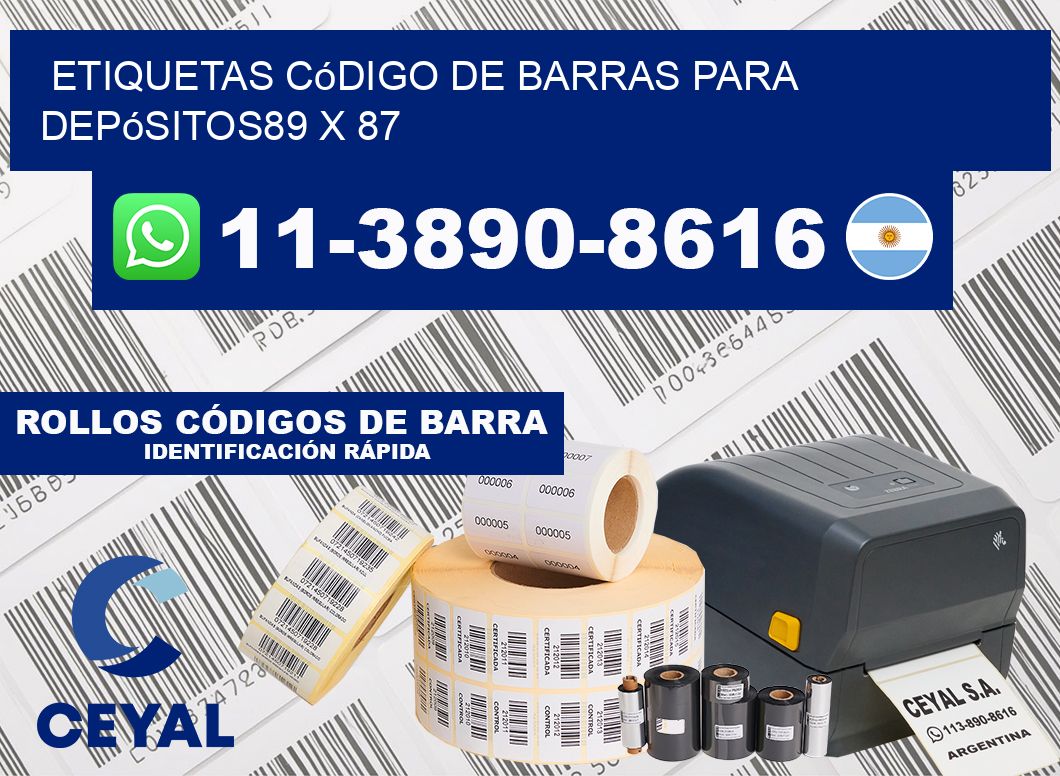 Etiquetas código de barras para depósitos89 x 87
