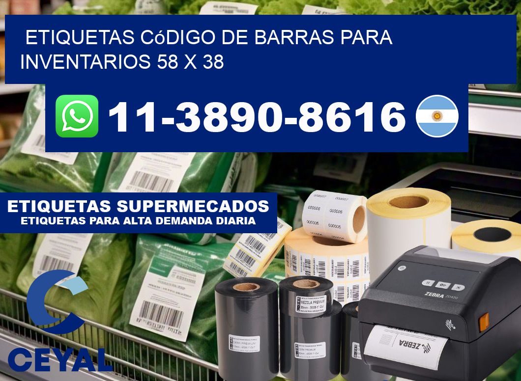 Etiquetas código de barras para inventarios 58 x 38
