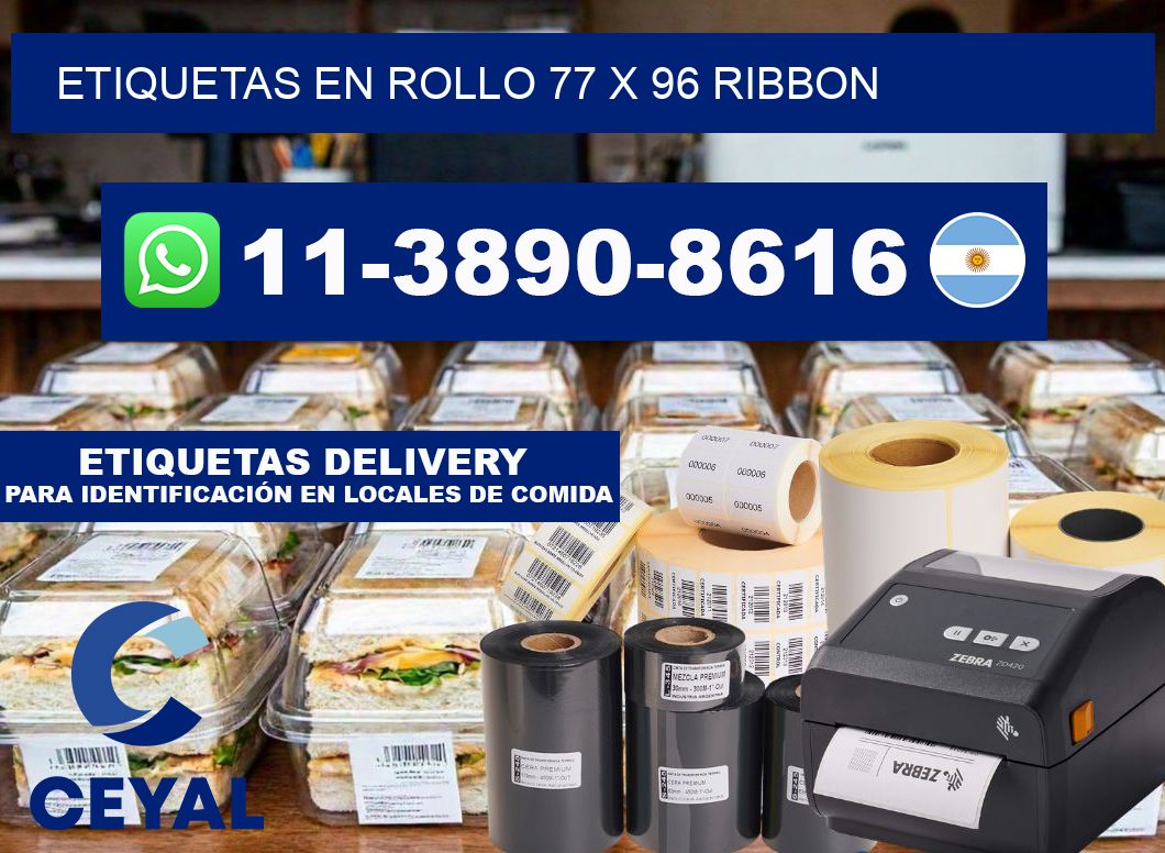 Etiquetas en rollo 77 x 96 ribbon