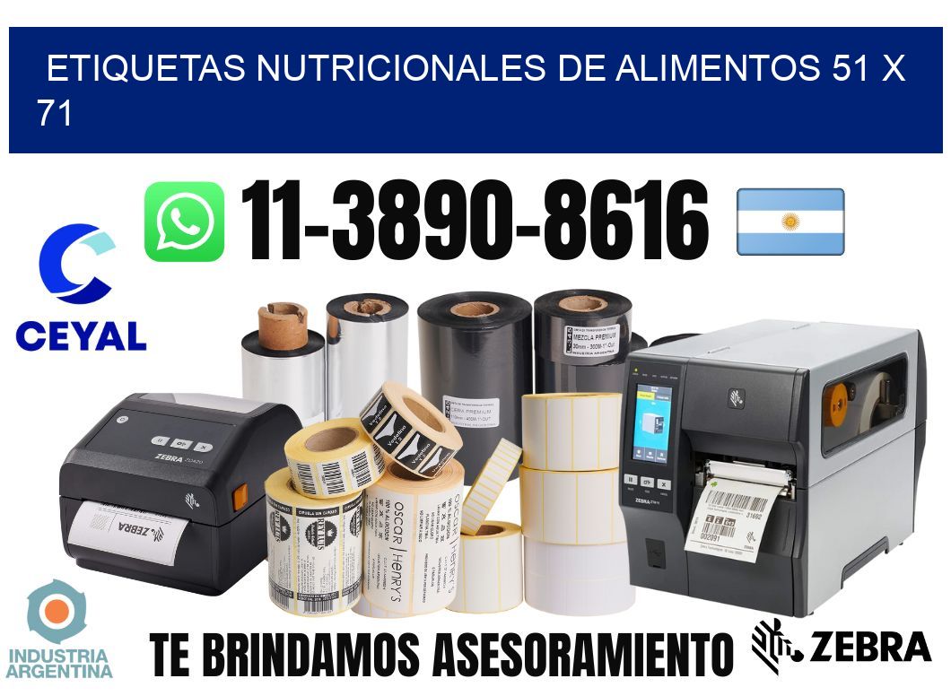 Etiquetas nutricionales de alimentos 51 x 71