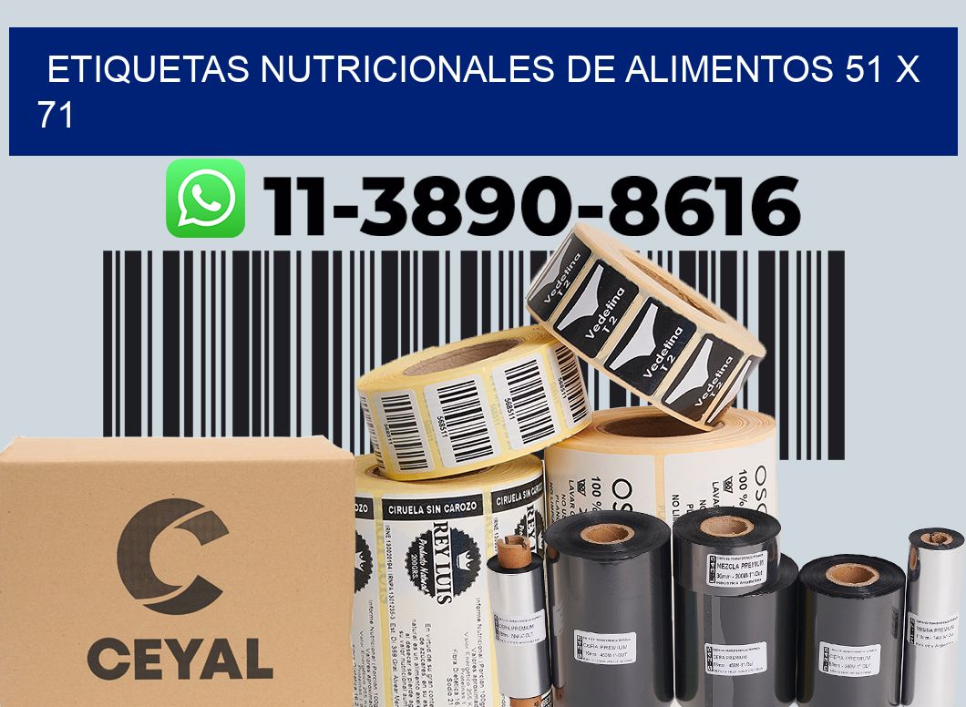 Etiquetas nutricionales de alimentos 51 x 71