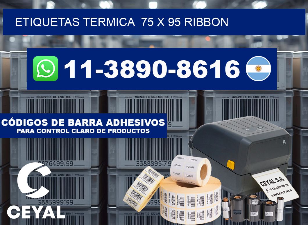 Etiquetas termica  75 x 95 ribbon