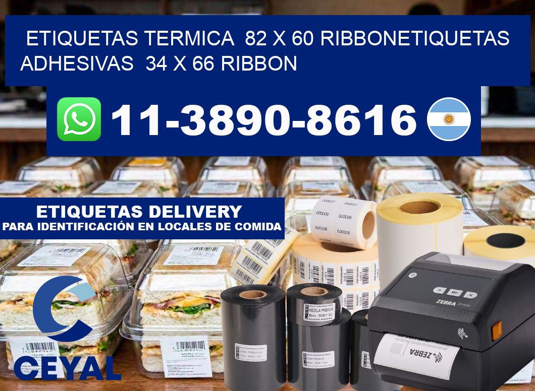 Etiquetas termica 82 x 60 ribbonEtiquetas adhesivas 34 x 66 ribbon