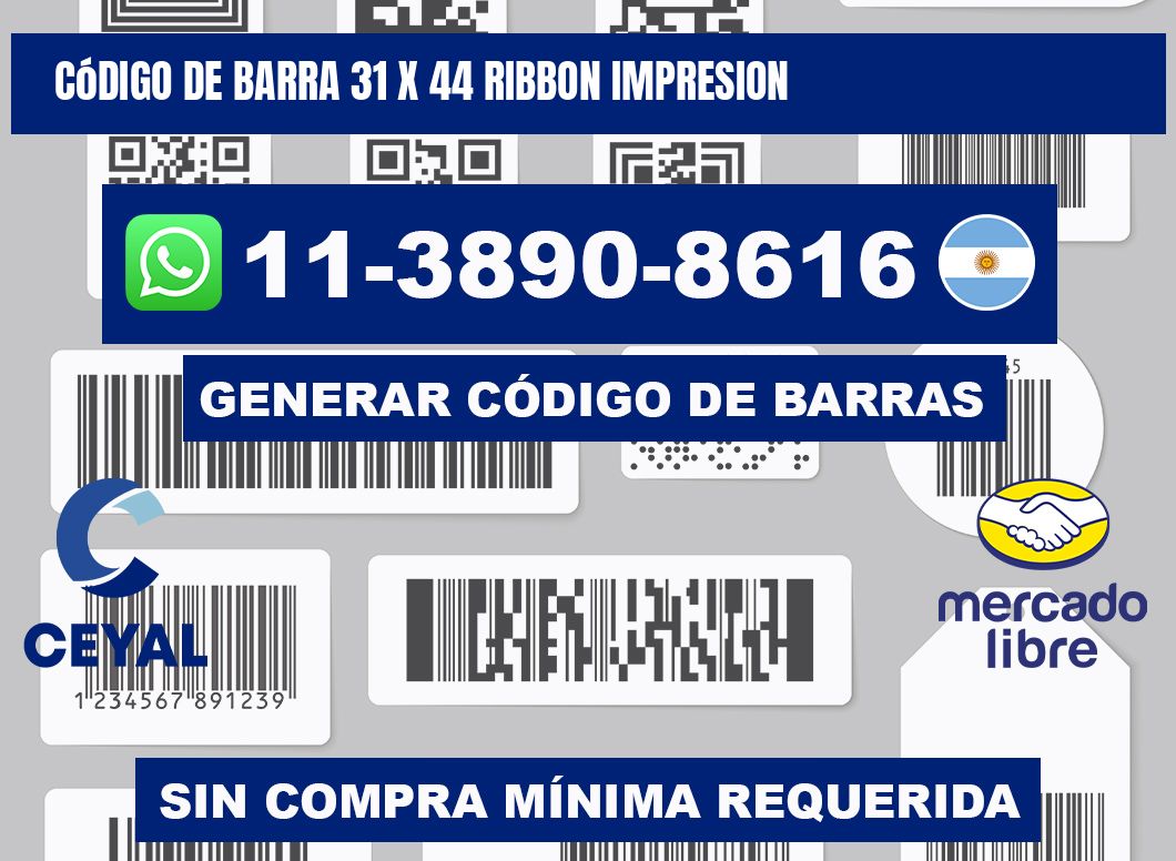 código de barra 31 x 44 ribbon impresion