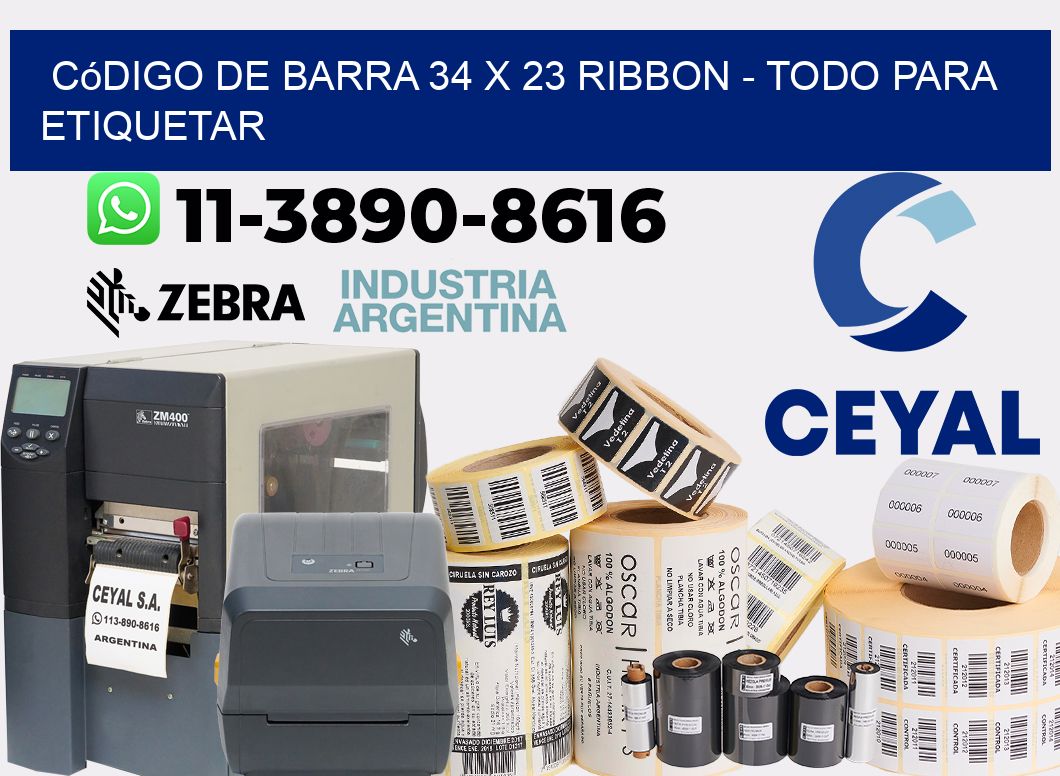código de barra 34 x 23 ribbon - Todo para Etiquetar