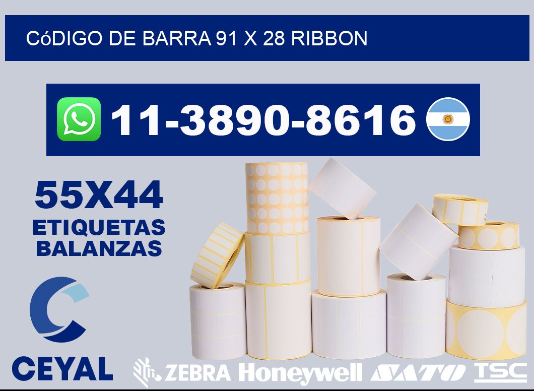 código de barra 91 x 28 ribbon