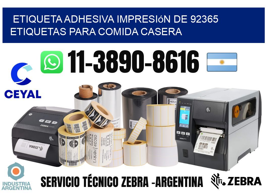 etiqueta adhesiva impresión de 92365 etiquetas para comida casera