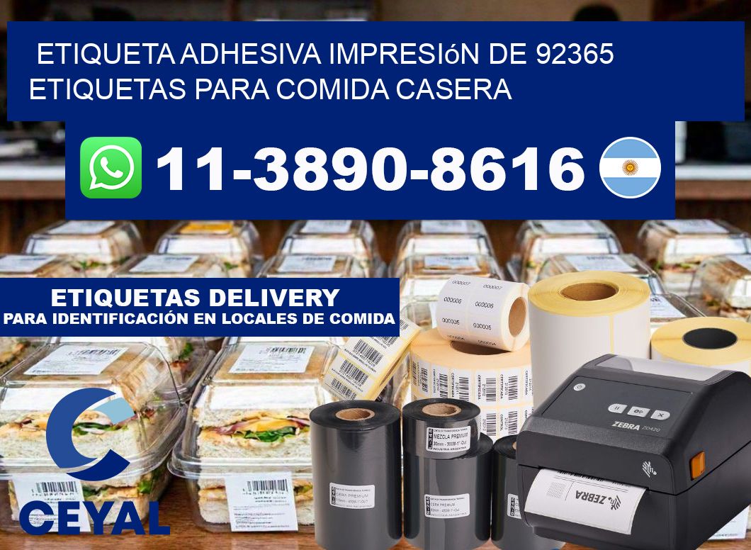 etiqueta adhesiva impresión de 92365 etiquetas para comida casera