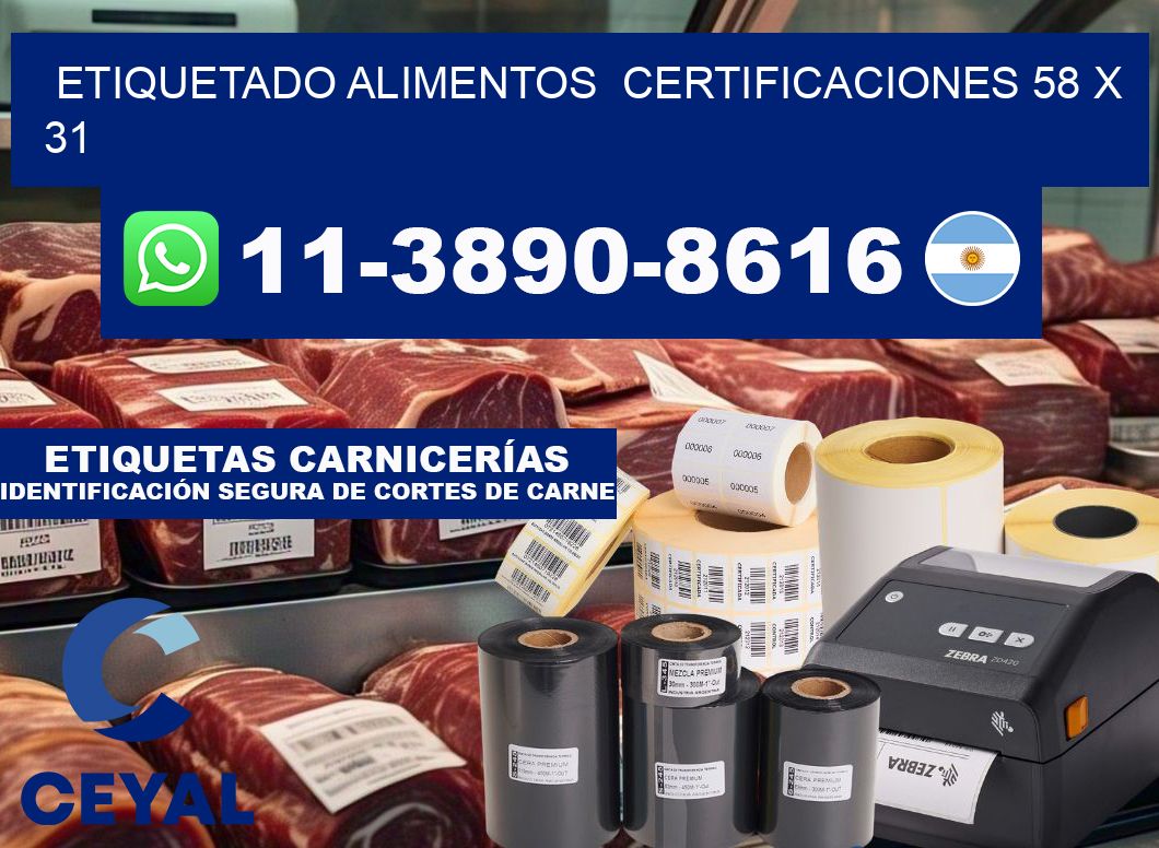 etiquetado alimentos Certificaciones 58 x 31