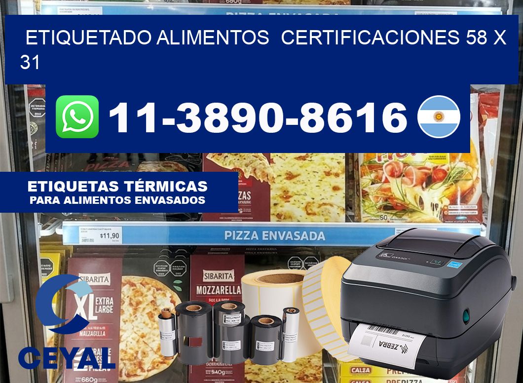 etiquetado alimentos  Certificaciones 58 x 31