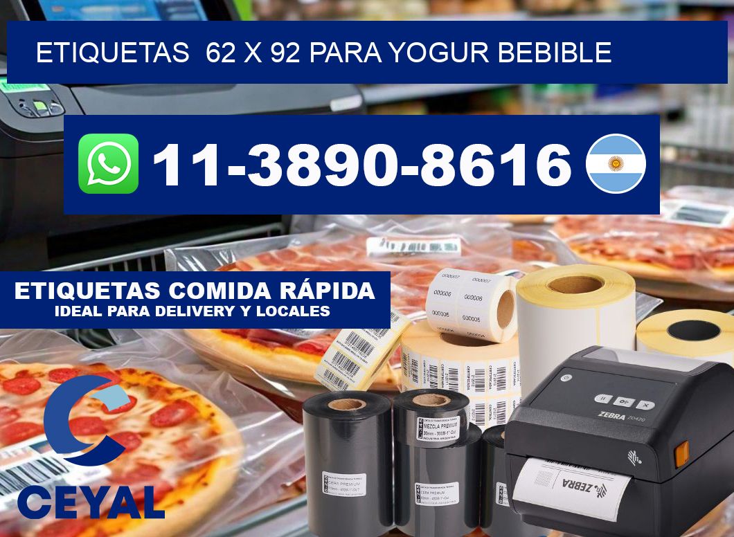 etiquetas 62 x 92 para Yogur bebible