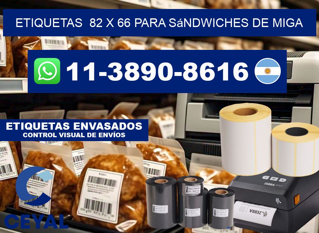 etiquetas  82 x 66 para Sándwiches de miga