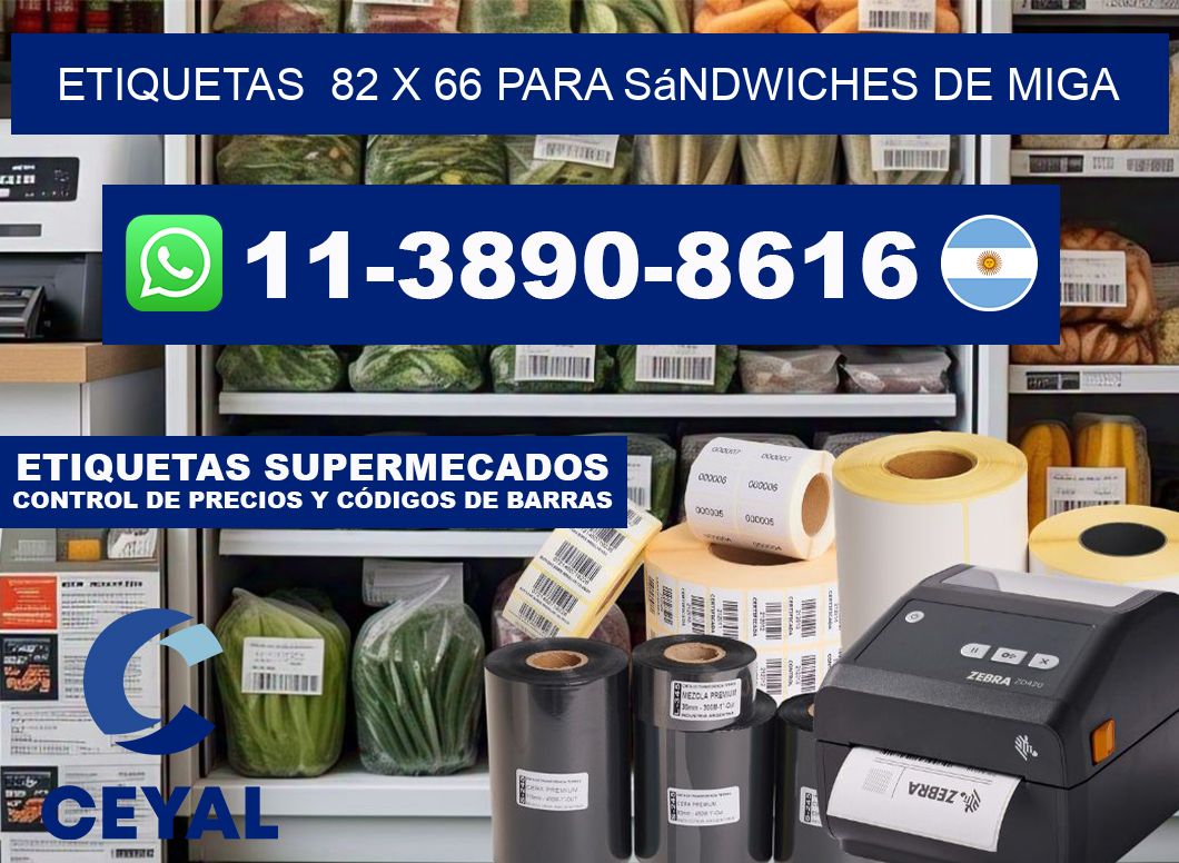 etiquetas  82 x 66 para Sándwiches de miga