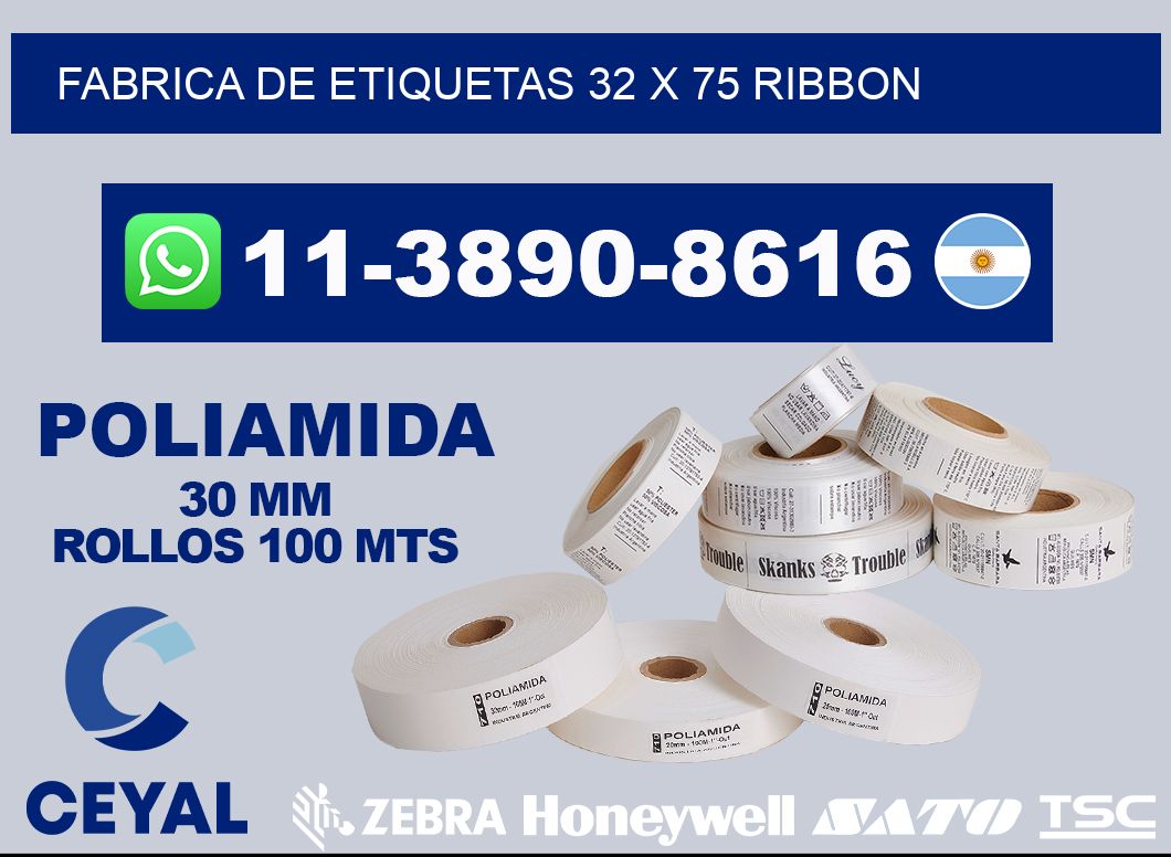 fabrica de etiquetas 32 x 75 ribbon