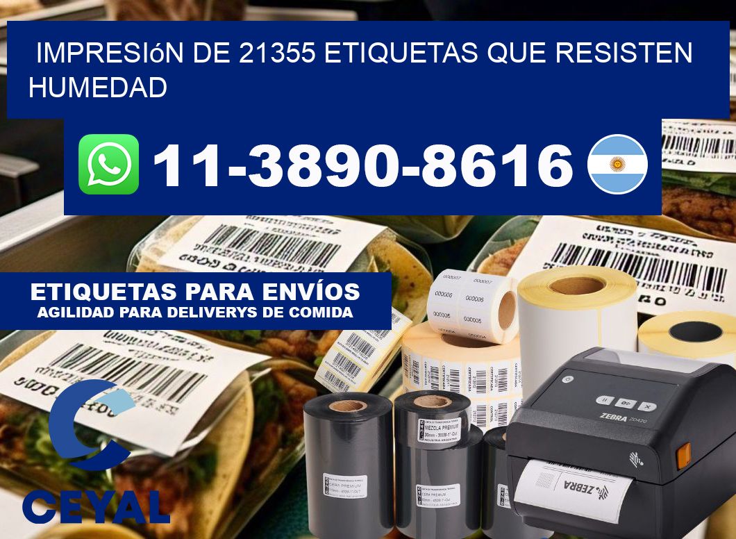 impresión de 21355 etiquetas que resisten humedad