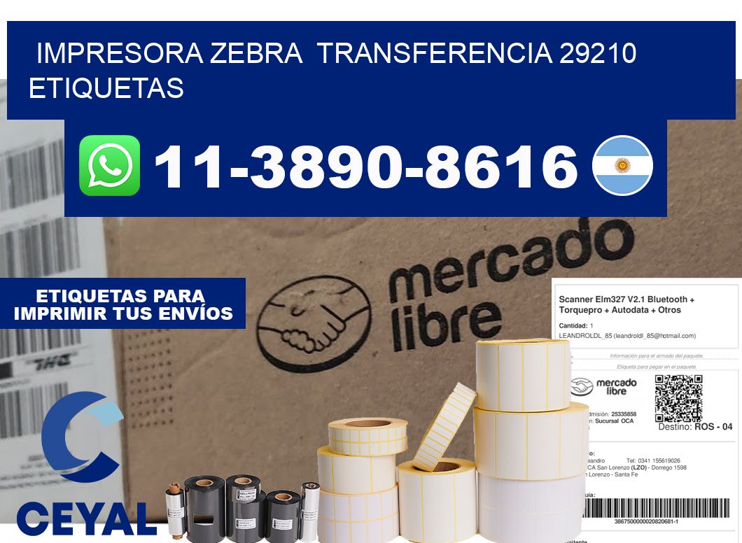 impresora zebra transferencia 29210 etiquetas