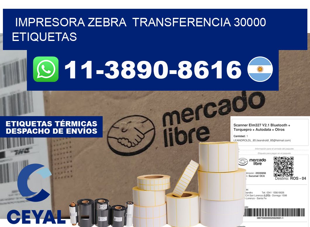 impresora zebra transferencia 30000 etiquetas