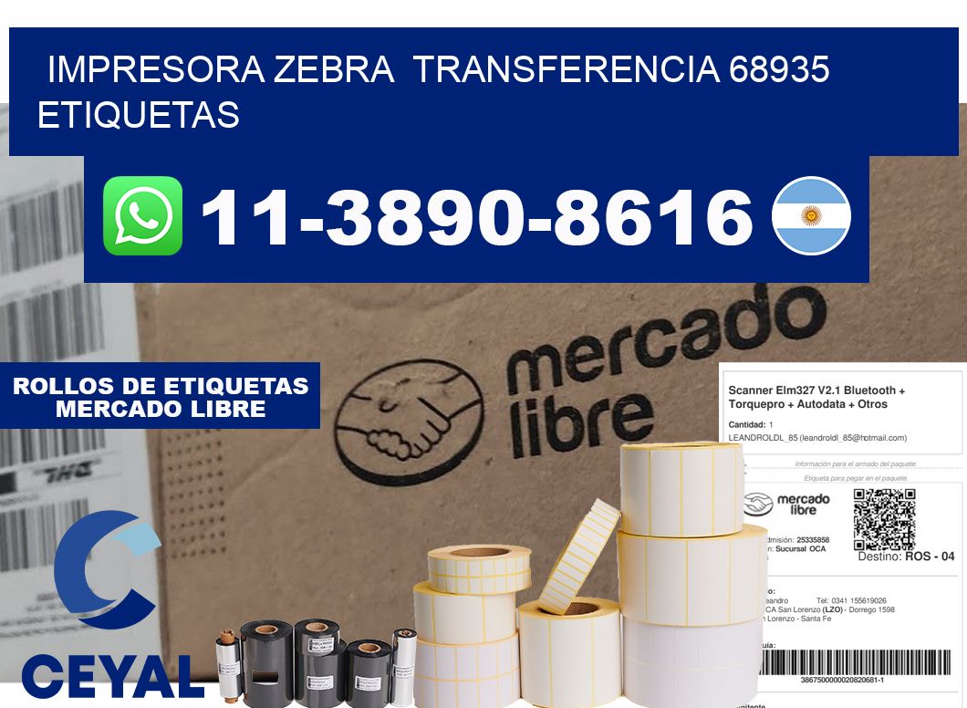 impresora zebra  transferencia 68935 etiquetas