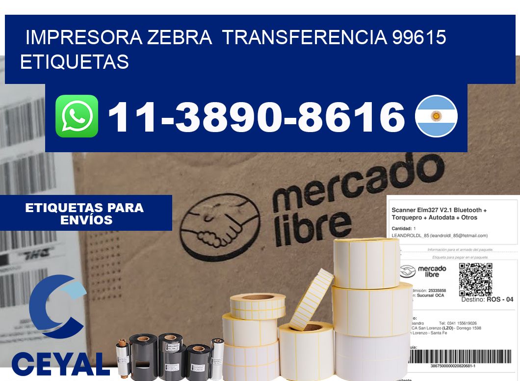 impresora zebra  transferencia 99615 etiquetas