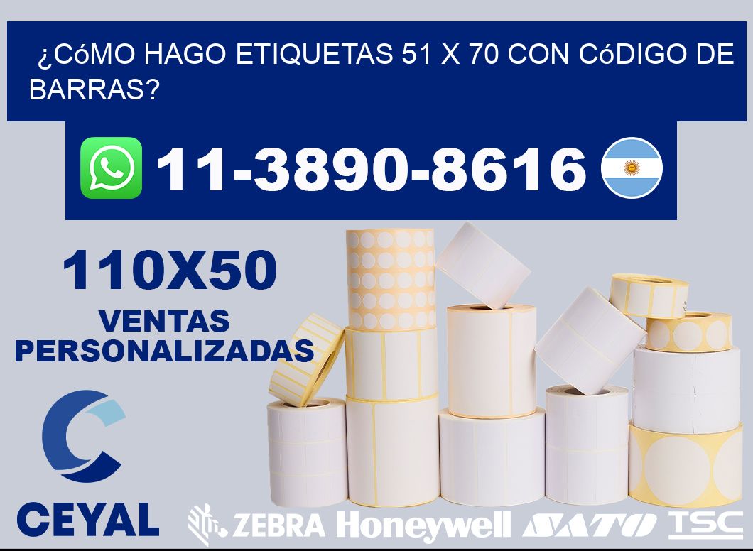 ¿Cómo hago etiquetas 51 x 70 con código de barras?