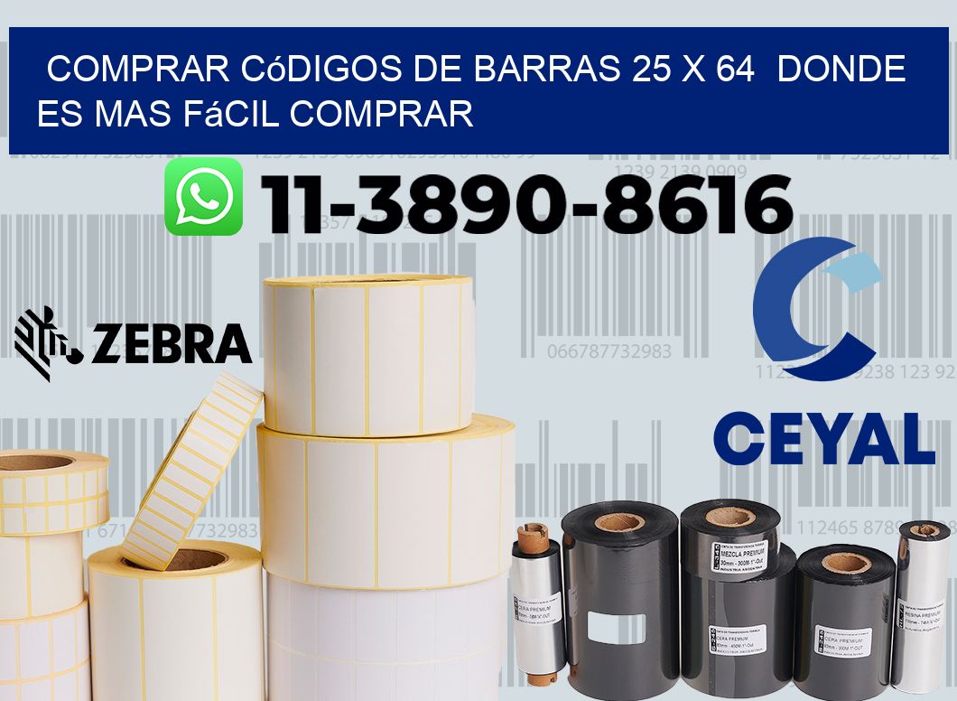 Comprar códigos de barras 25 x 64  Donde es mas fácil comprar
