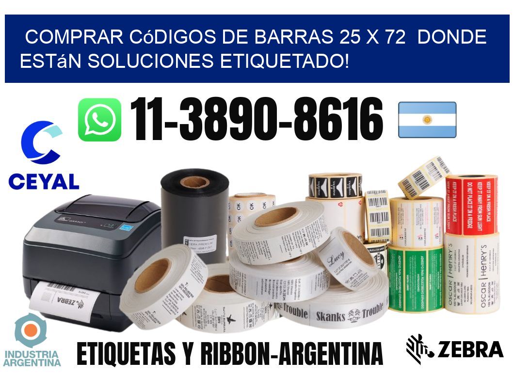 Comprar códigos de barras 25 x 72  donde están soluciones etiquetado!