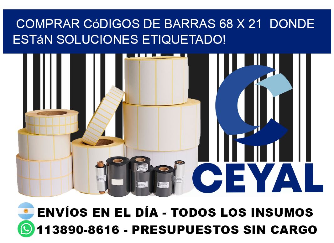 Comprar códigos de barras 68 x 21 donde están soluciones etiquetado!