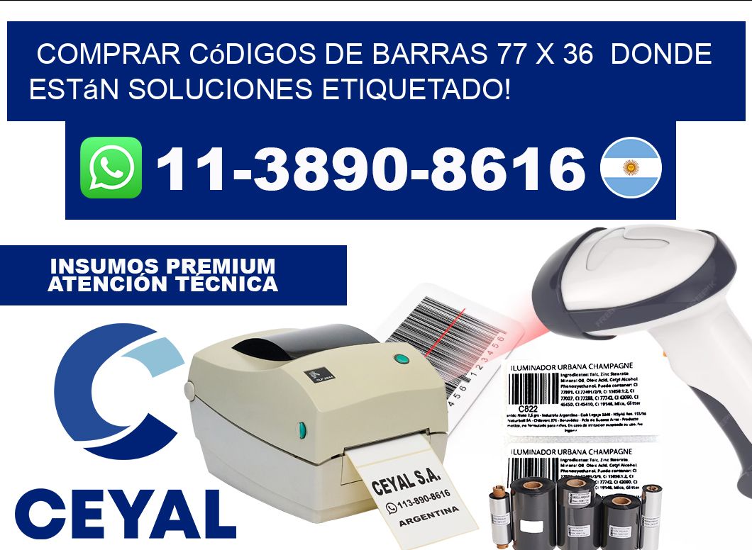 Comprar códigos de barras 77 x 36  donde están soluciones etiquetado!