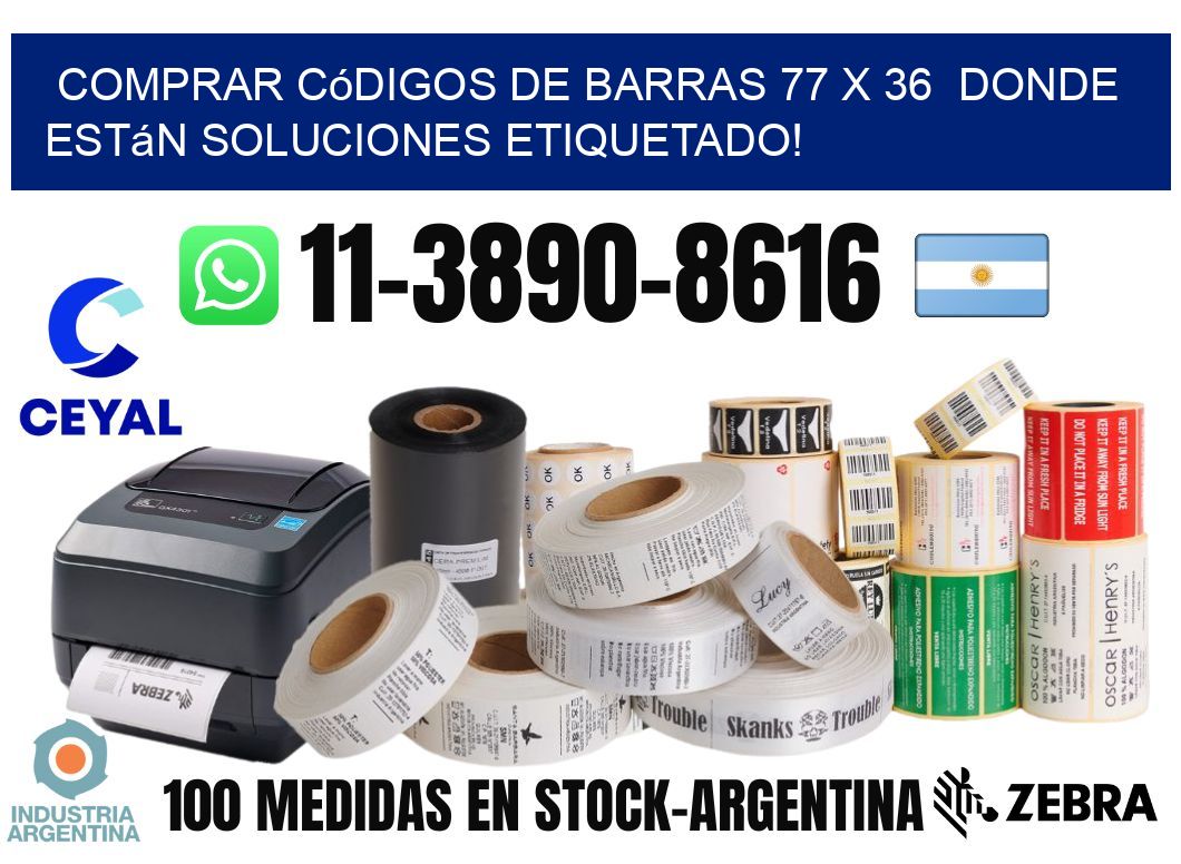 Comprar códigos de barras 77 x 36  donde están soluciones etiquetado!