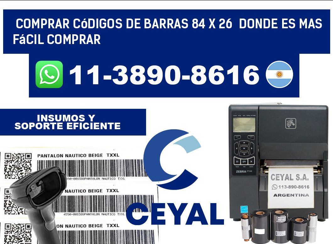 Comprar códigos de barras 84 x 26  Donde es mas fácil comprar