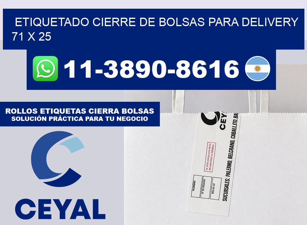 ETIQUETADO CIERRE DE BOLSAS PARA DELIVERY 71 x 25