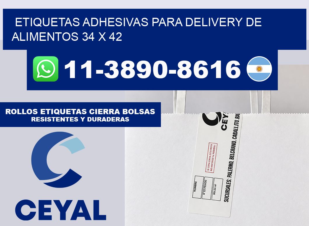 ETIQUETAS ADHESIVAS PARA DELIVERY DE ALIMENTOS 34 x 42