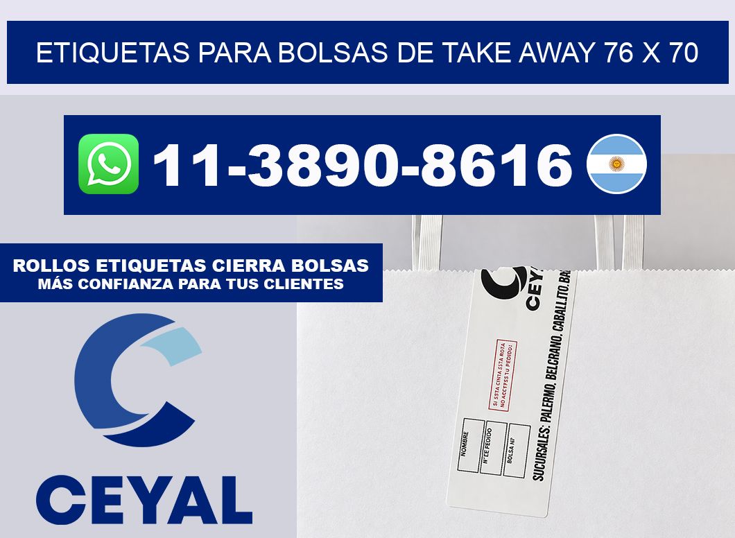 ETIQUETAS PARA BOLSAS DE TAKE AWAY 76 x 70