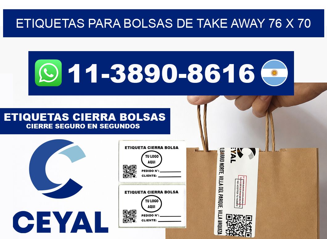 ETIQUETAS PARA BOLSAS DE TAKE AWAY 76 x 70