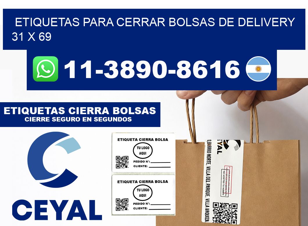 ETIQUETAS PARA CERRAR BOLSAS DE DELIVERY  31 x 69