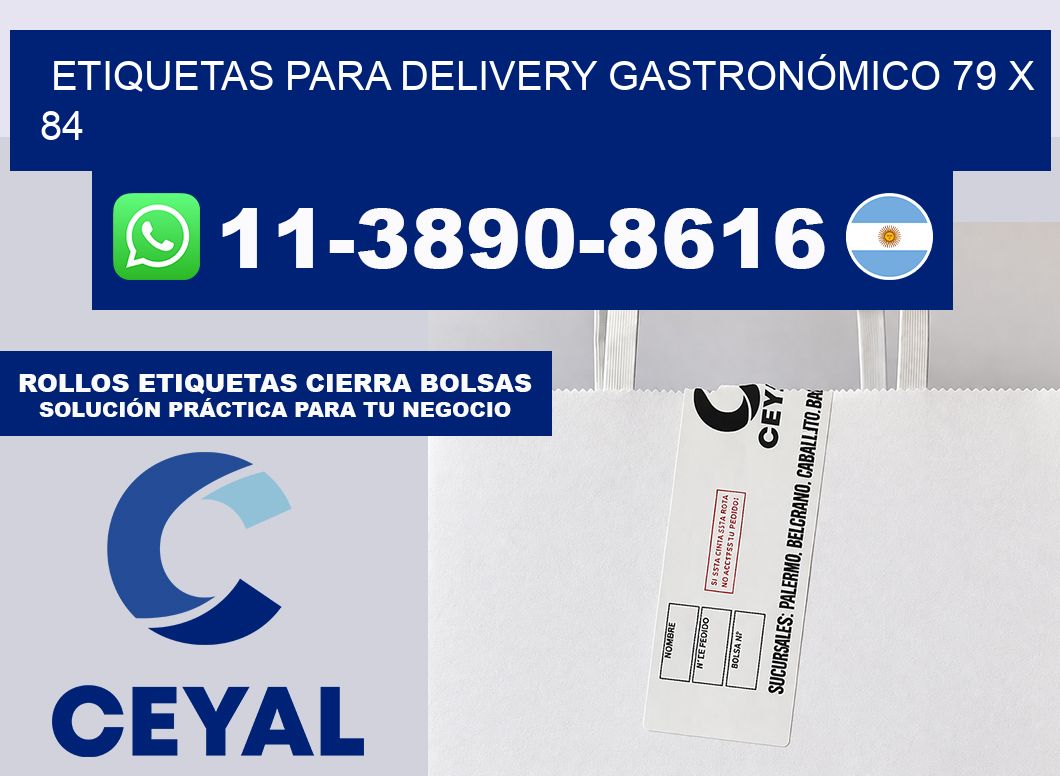 ETIQUETAS PARA DELIVERY GASTRONÓMICO 79 x 84