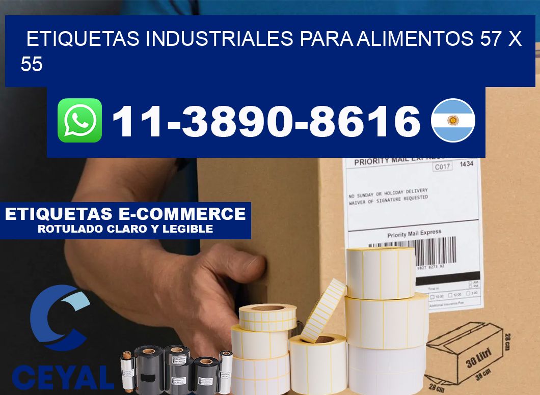 Etiquetas industriales para alimentos 57 x 55