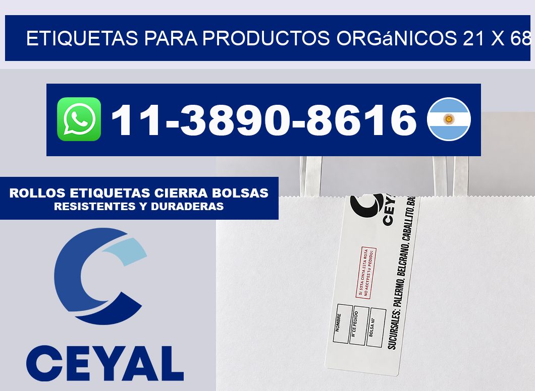 Etiquetas para productos orgánicos 21 x 68
