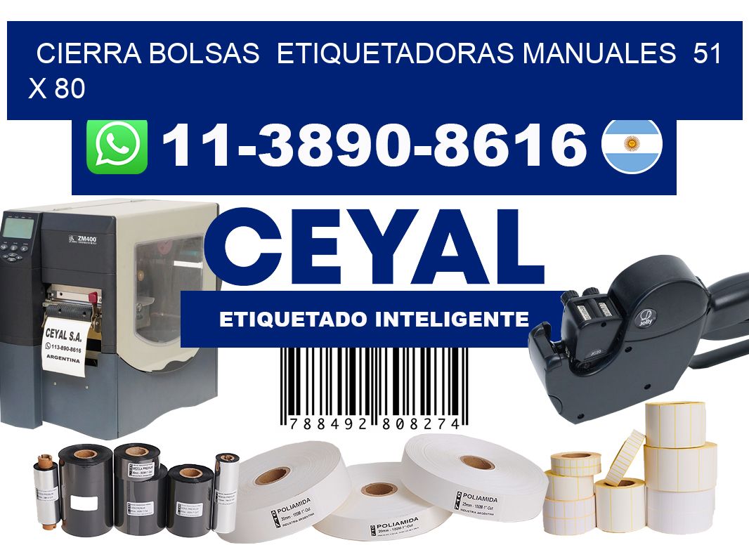 cierra bolsas  Etiquetadoras Manuales  51 x 80