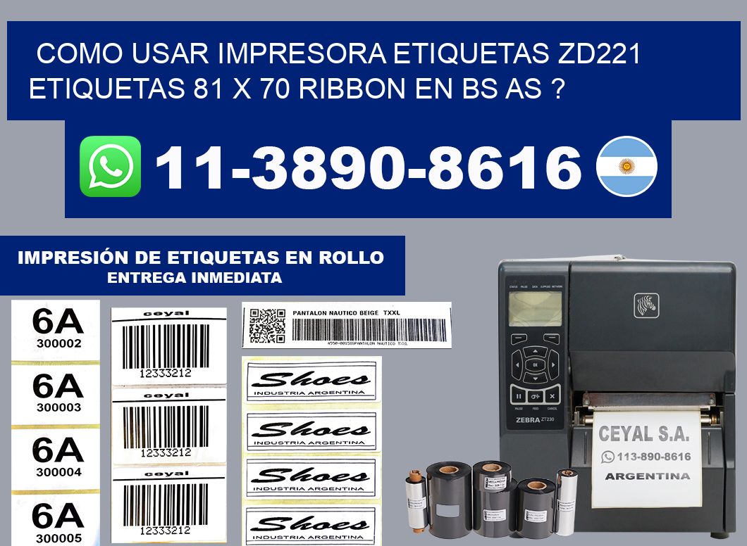 como usar impresora etiquetas zd221 etiquetas 81 x 70 ribbon en BS AS ?