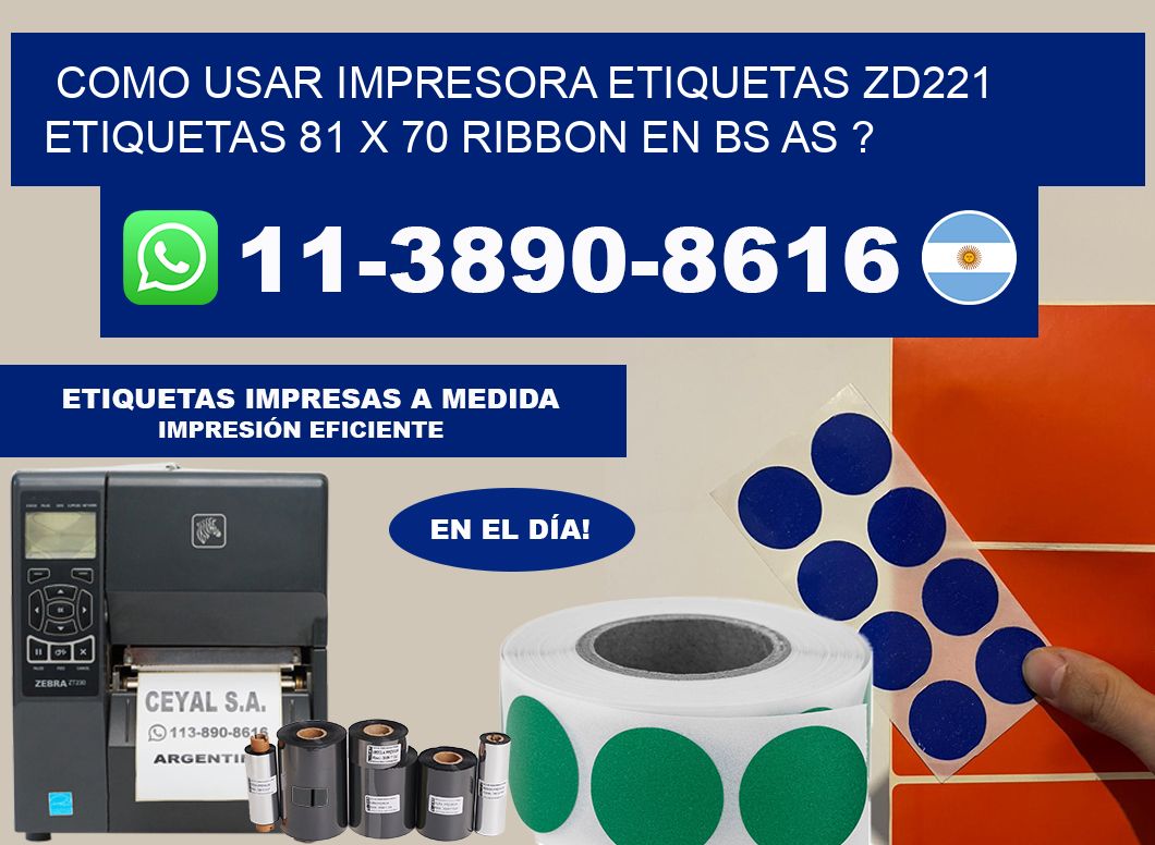 como usar impresora etiquetas zd221 etiquetas 81 x 70 ribbon en BS AS ?
