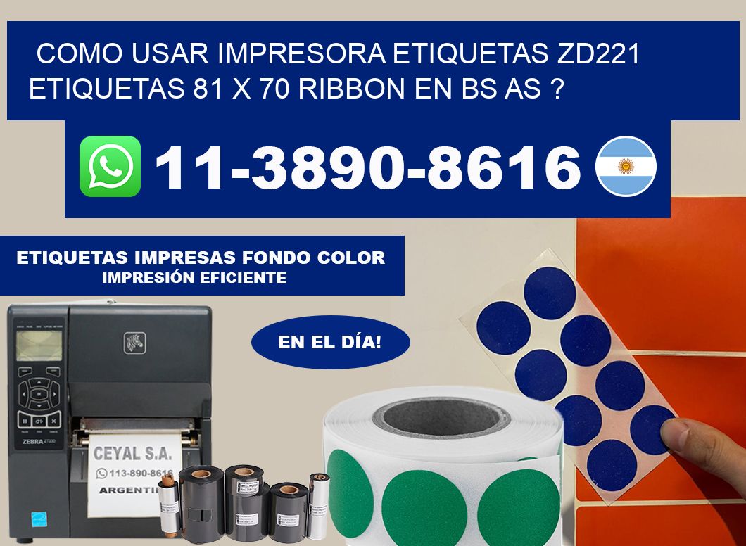 como usar impresora etiquetas zd221 etiquetas 81 x 70 ribbon en BS AS ?